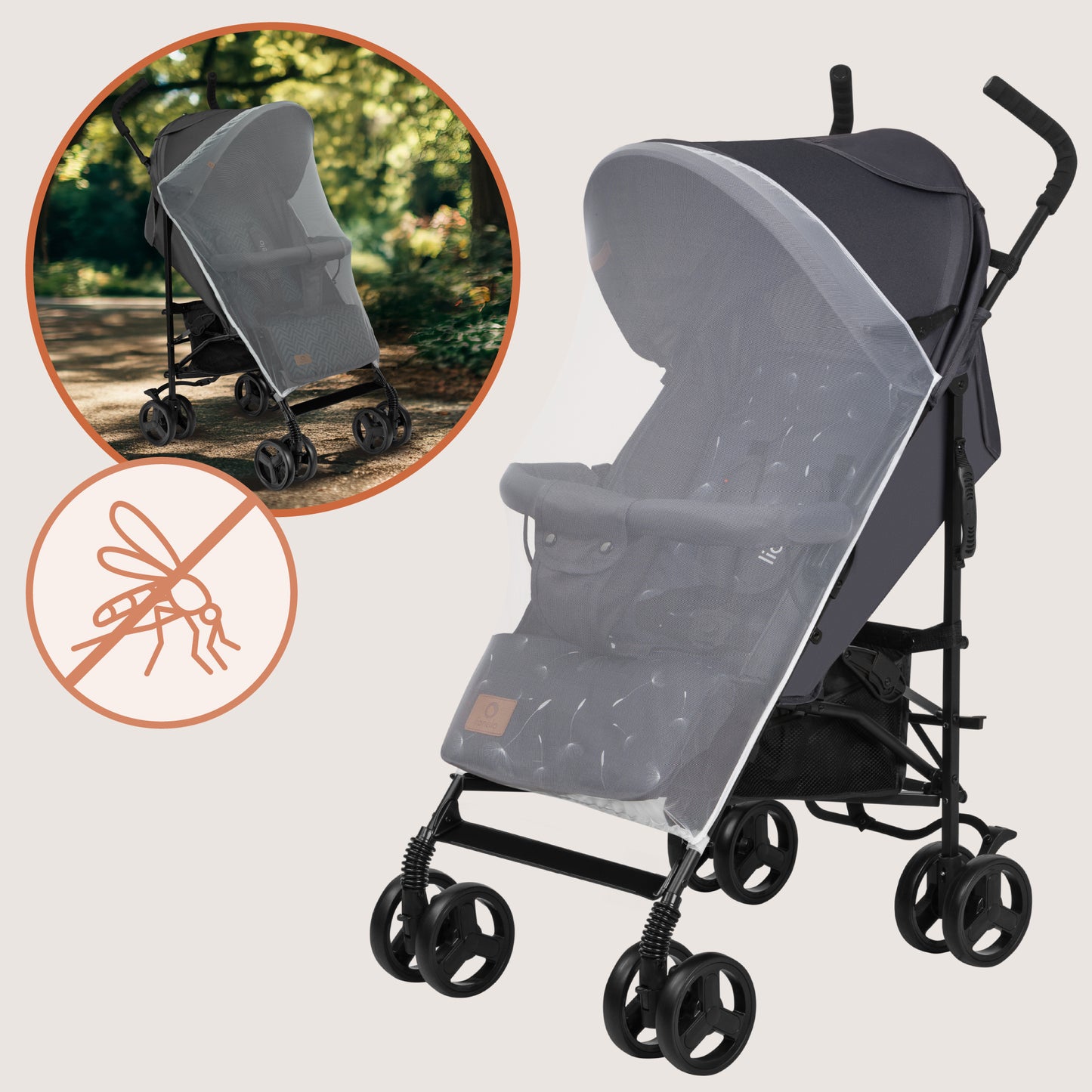 Poussette Légère – Lionelo Elia Gris Blanc - 6 mois à 3 ans - 6 kg - Pliage Compact