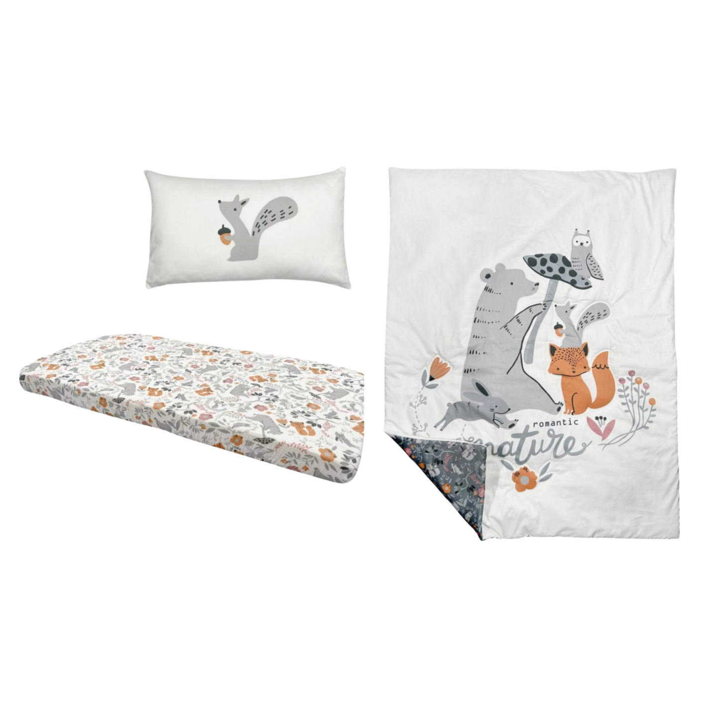 Set Literie Bébé Ti Paresseux – Drap Housse, Oreiller & Couette