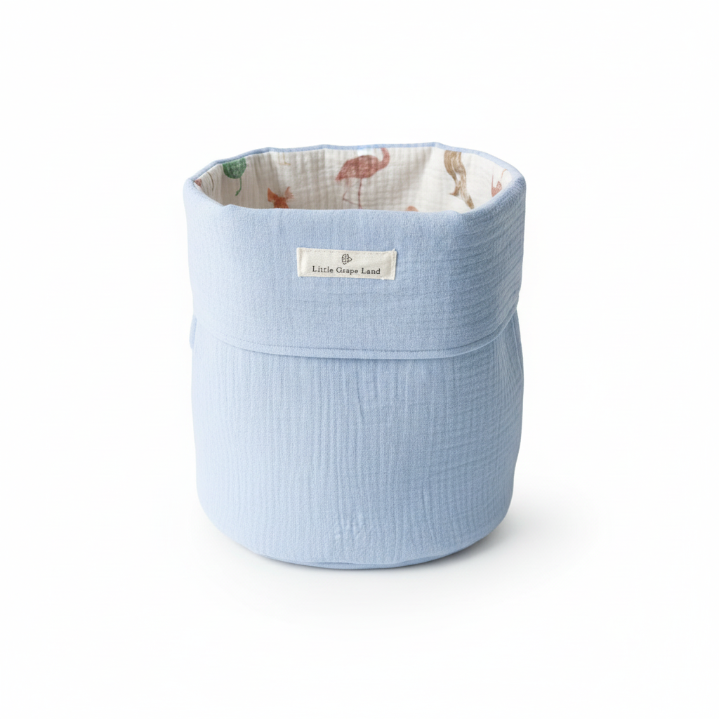 Panier de Rangement Bébé – Mousseline 100% Coton - Ø23 cm