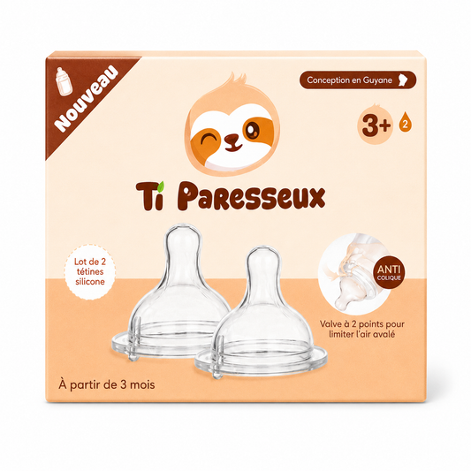 Lot de 2 Tétines Silicone Anti-Colique – Effet Naturel - Sans BPA - 4 Débits