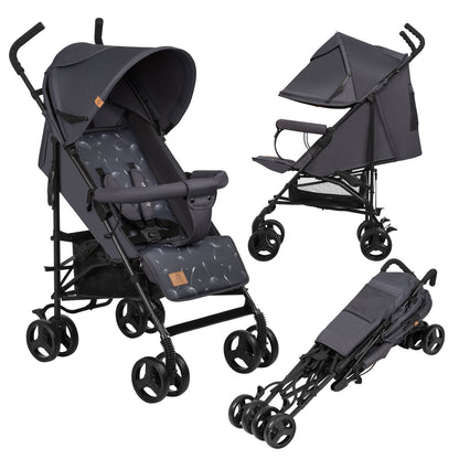 Poussette Légère – Lionelo Elia Gris Blanc - 6 mois à 3 ans - 6 kg - Pliage Compact
