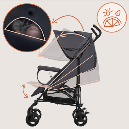 Poussette Légère – Lionelo Elia Gris Blanc - 6 mois à 3 ans - 6 kg - Pliage Compact