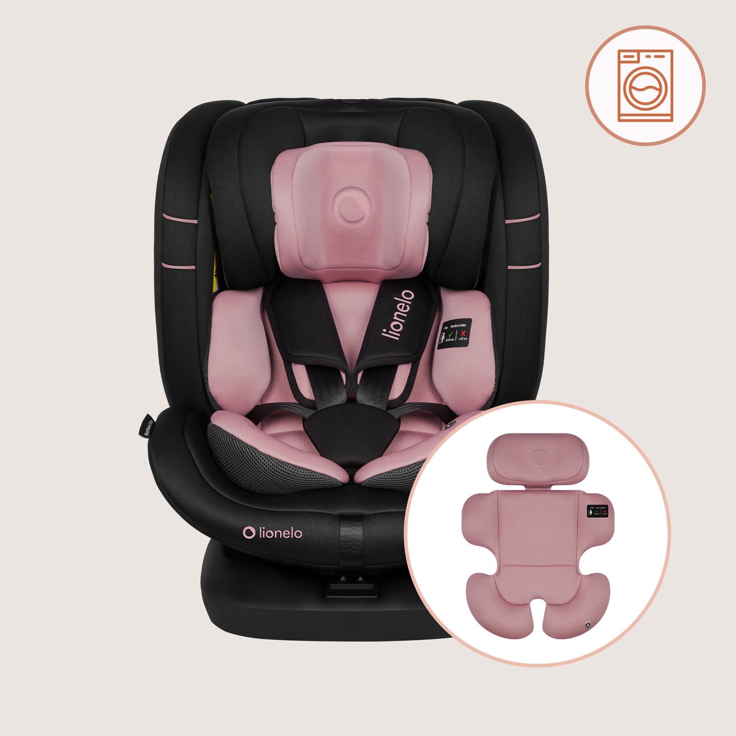 Siège Auto Évolutif – Lionelo Bastiaan i-Size Pink Rose 40-150 cm - Rotation 360°