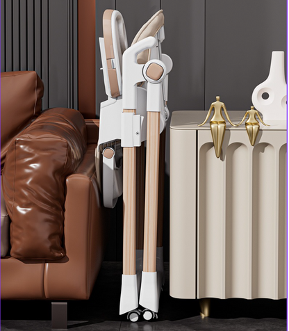 Chaise Haute Bébé – Blanc & Effet Bois Moderne - Dès 6 mois - Modèle B-E13