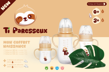 Coffret Naissance Biberons Natural Flow – 3 Tailles + 2 Tétines - Sans BPA