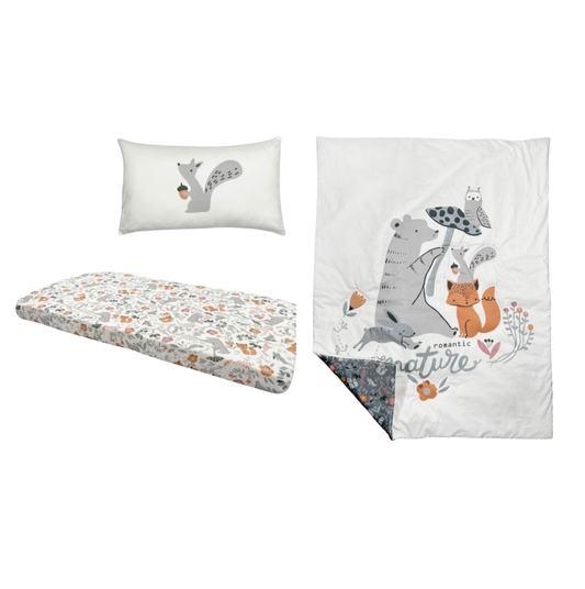 Set Literie Bébé Ti Paresseux – Drap Housse, Oreiller & Couette