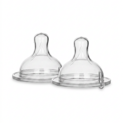 Lot de 2 Tétines Silicone Anti-Colique – Effet Naturel - Sans BPA - 4 Débits